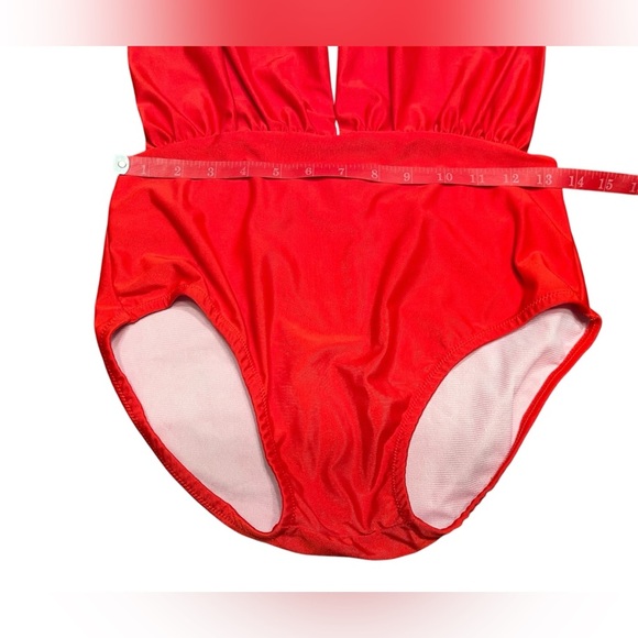 Parici Sexy Red Plunging V-Neck One Piece Swimsuit Size M - Picture 6 of 7